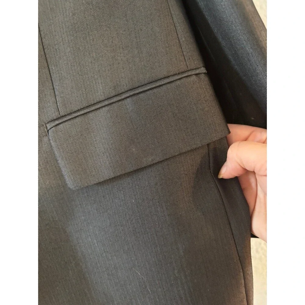 Apt 9 slim silver gray herringbone suit blazer pants 38R 32/34 preppy